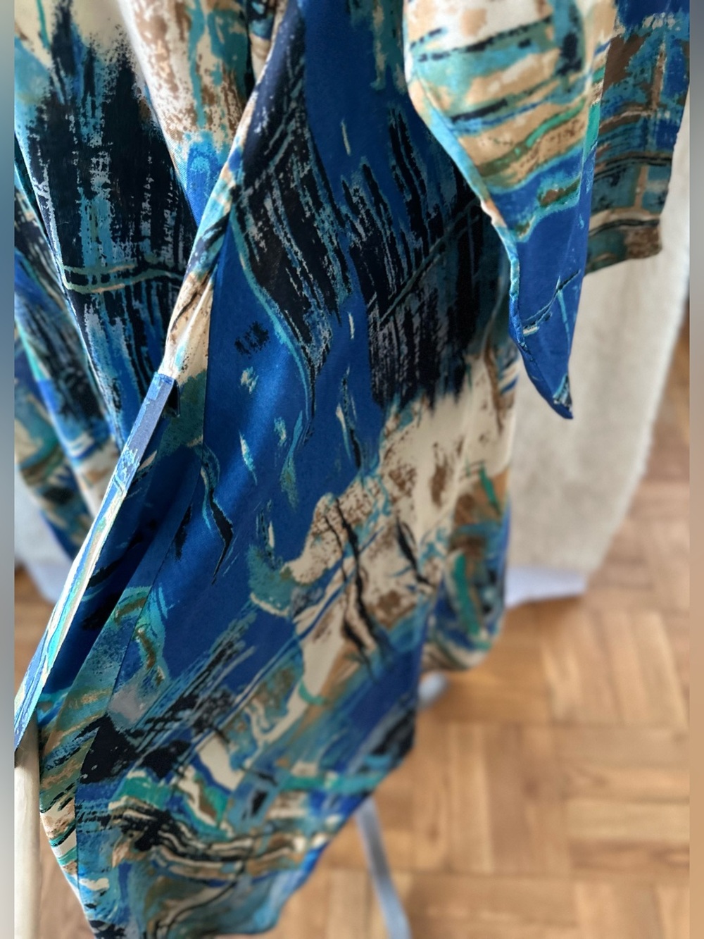 Asymmetrical Swing Dress in a Beautiful Blue Abstract Watercolors Palette - Picture 12 of 15
